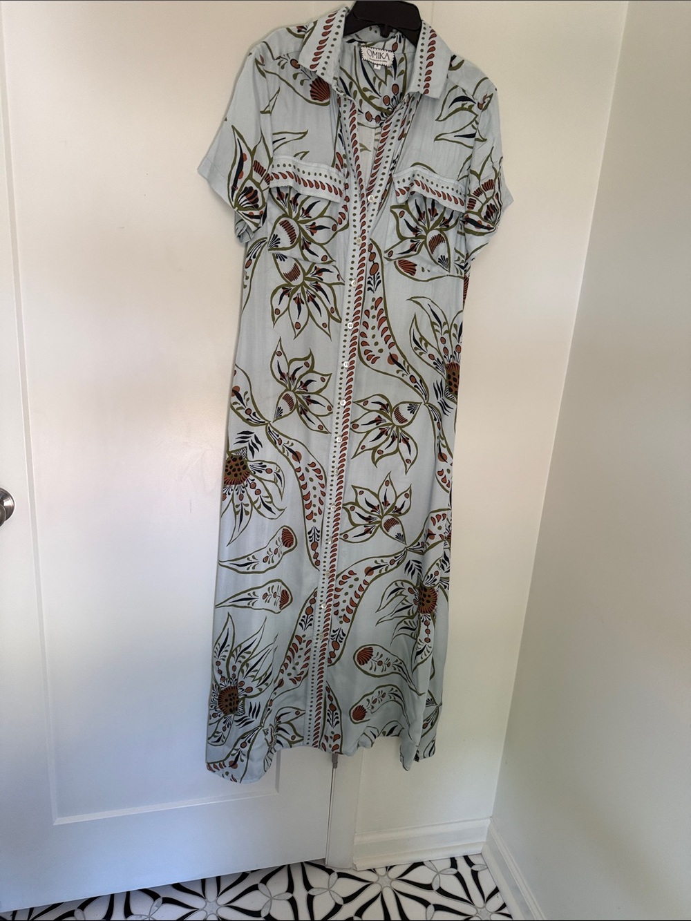 Omika Light Blue Floral Maxi Dress - Women's